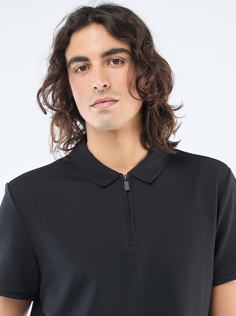 Polo met ritskraag Zwart - Kiabi