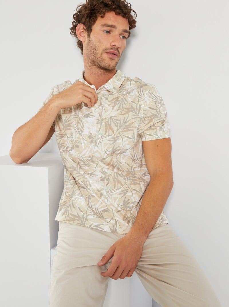 Polo met tropische print WIT - Kiabi