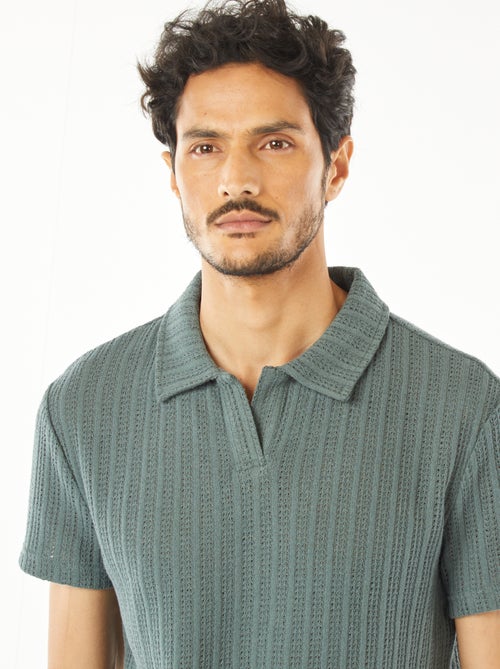 Polo met wafeltextuur en korte mouw - Kiabi