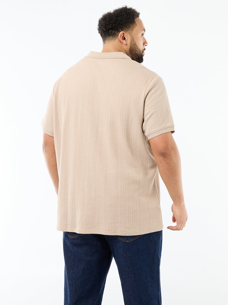 Polo regular fit met korte mouwen Biege - Kiabi