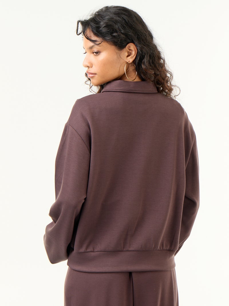 Polo sweater met knopen Bruin - Kiabi