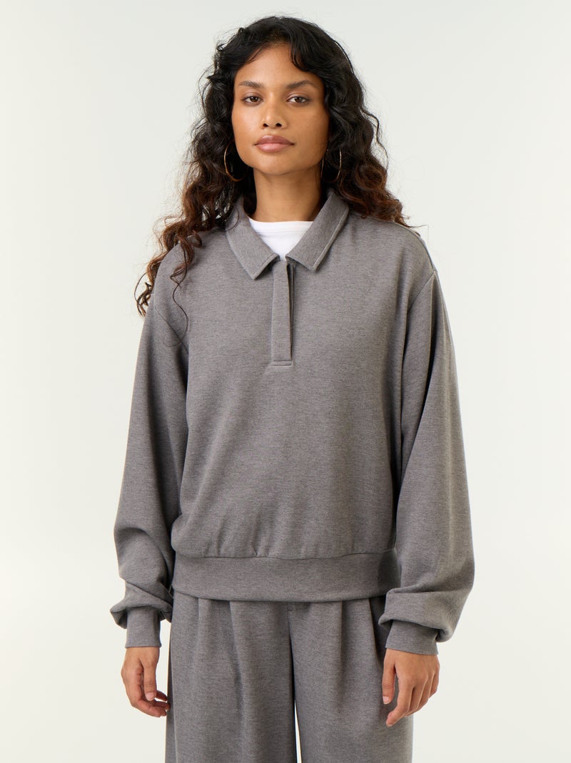 Polo sweater met knopen Grijs - Kiabi
