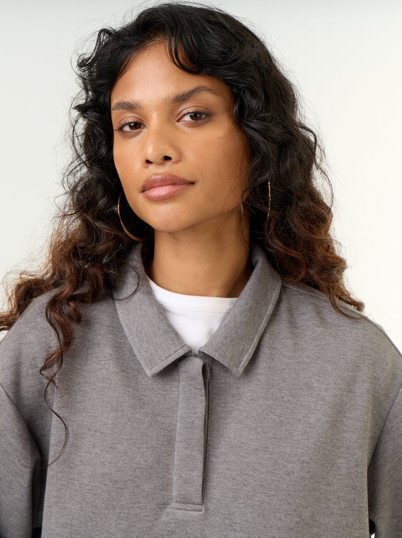 Polo sweater met knopen Grijs - Kiabi