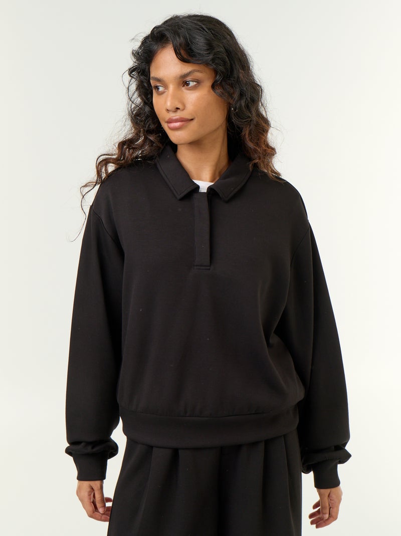Polo sweater met knopen Zwart - Kiabi
