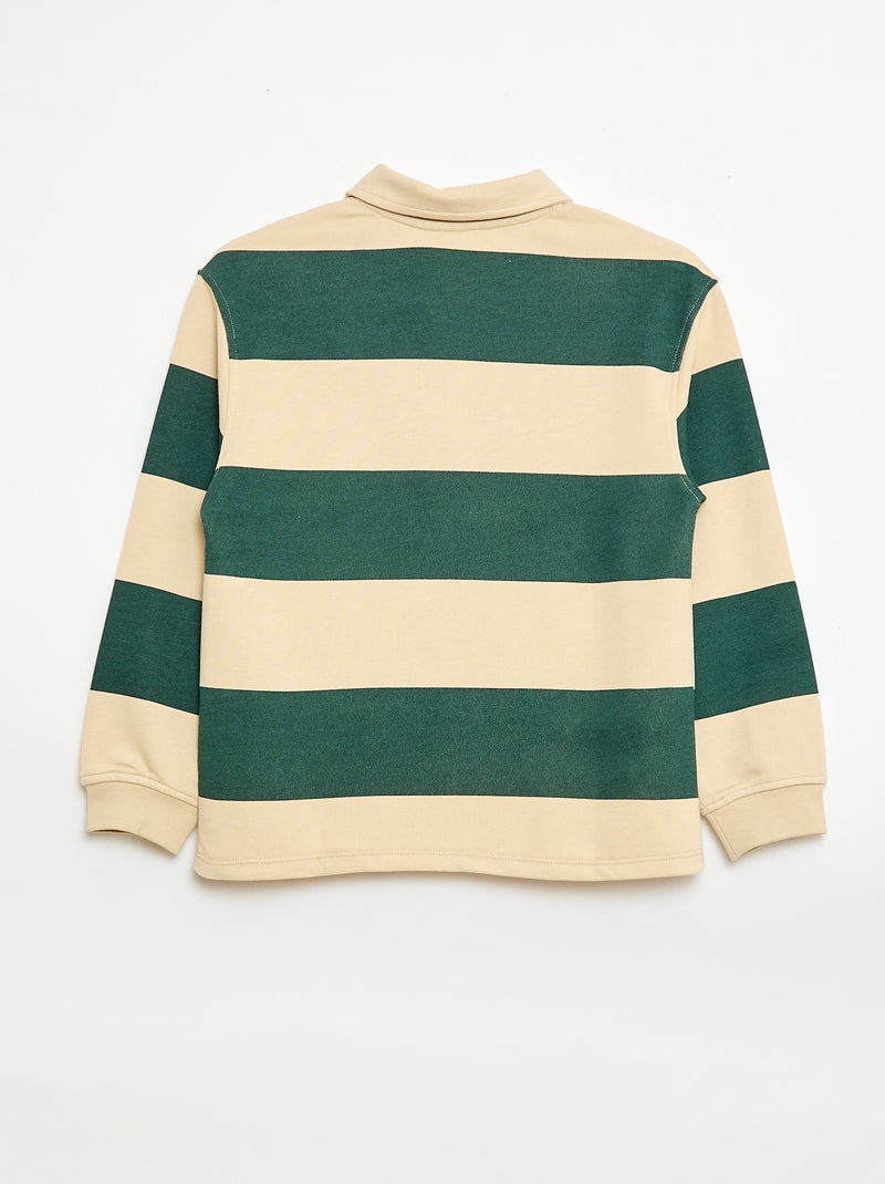 Polo sweater met strepen Groen - Kiabi