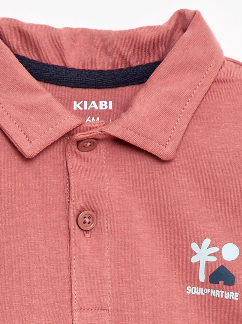 Polo T-shirt met print Oudroze - Kiabi