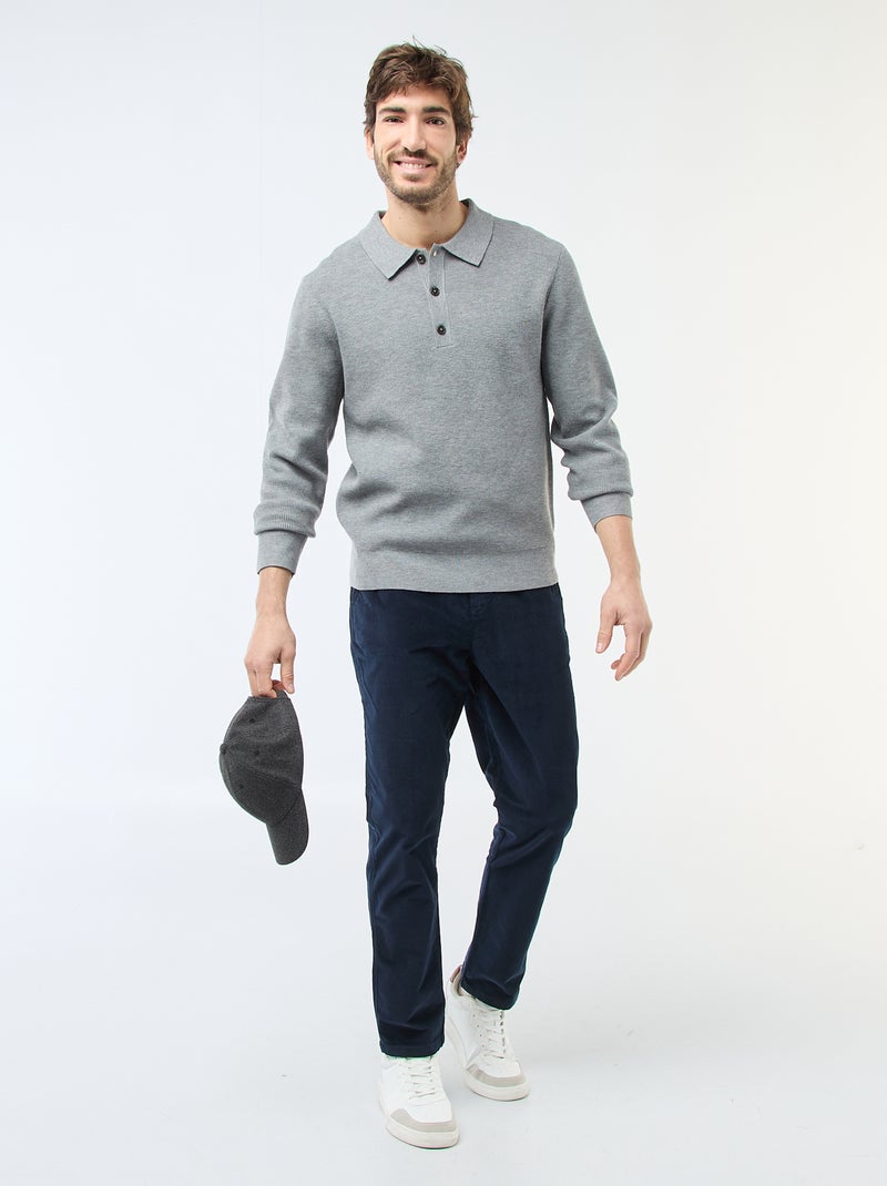 Polo trui van gewafelde stof Grijs - Kiabi