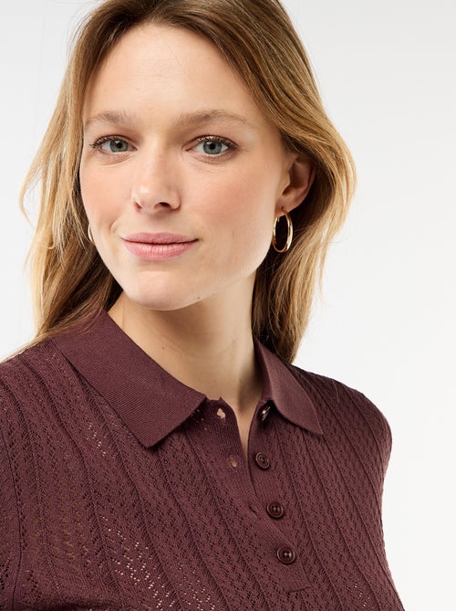 Polo van ajourgebreide stof met korte mouwen - Kiabi