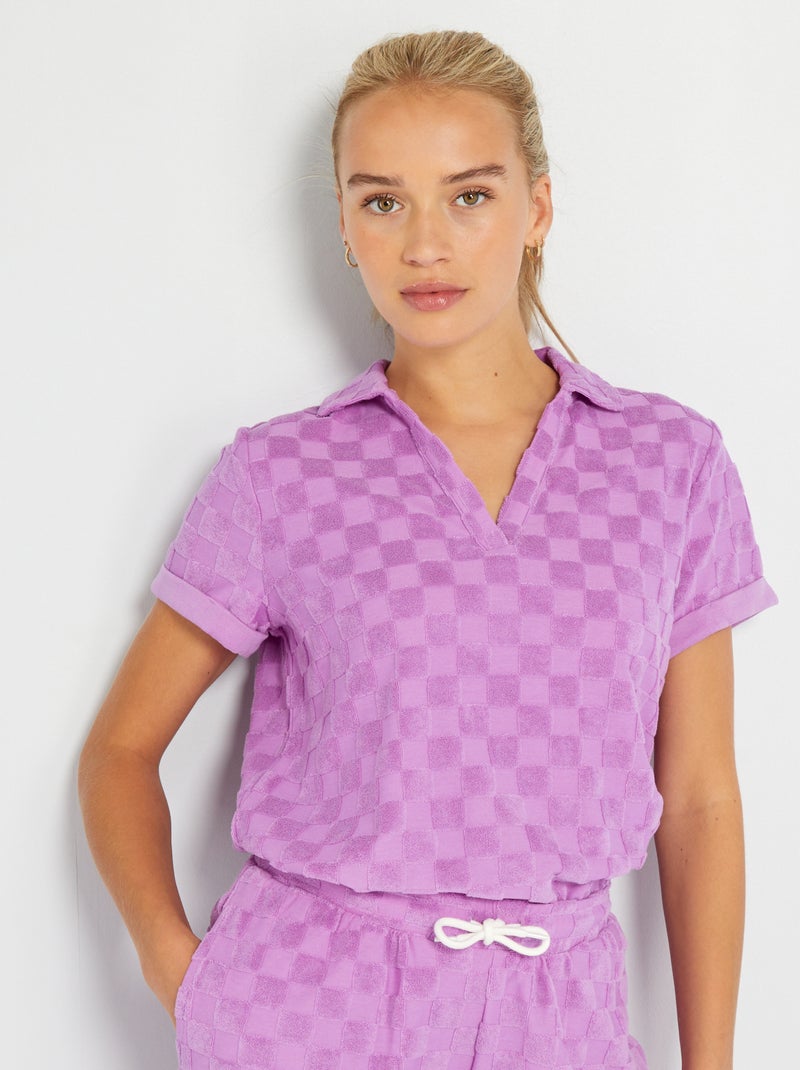 Polo van badstof roze - Kiabi