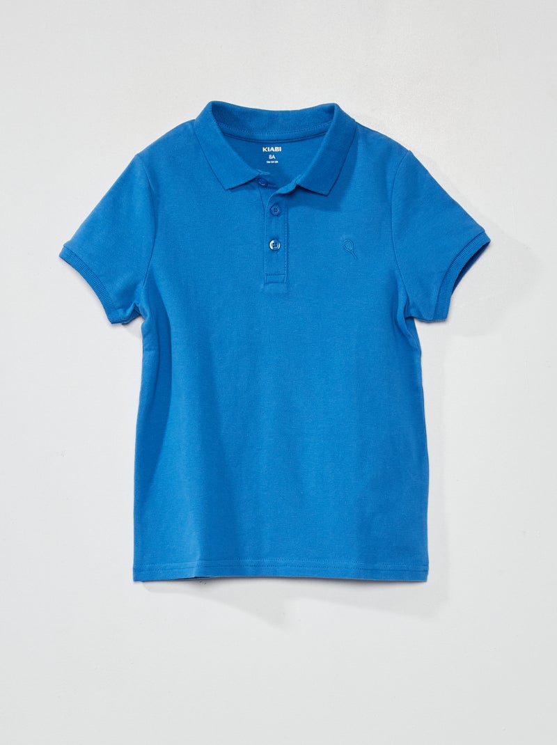Polo van effen piquékatoen BLAUW - Kiabi