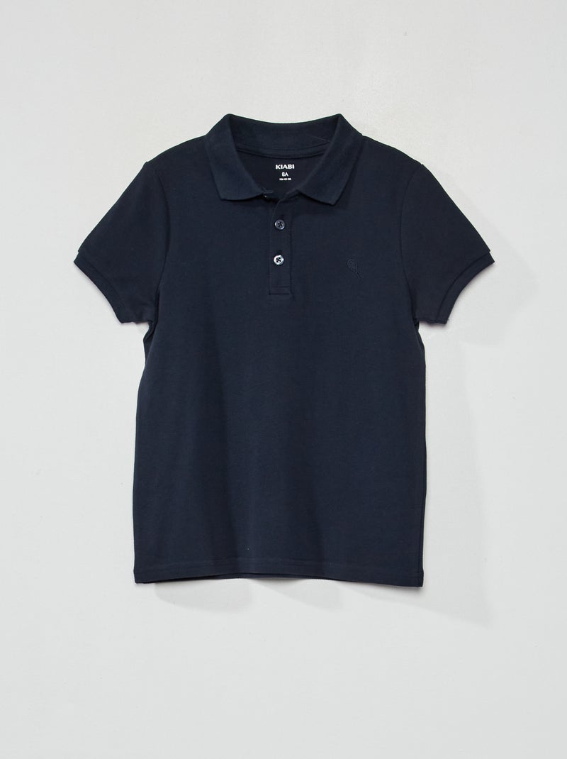 Polo van effen piquékatoen BLAUW - Kiabi
