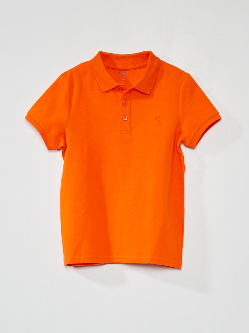 Polo van effen piquékatoen ORANJE - Kiabi