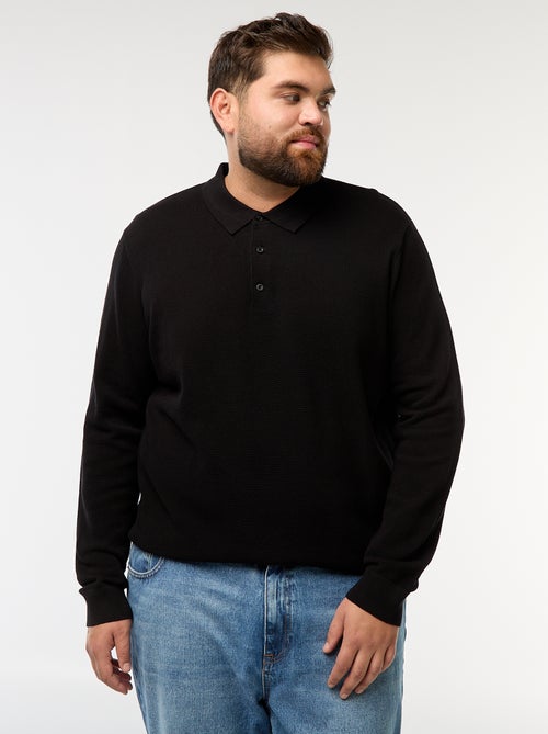 Polo van fantasietricot met lange mouwen - Kiabi