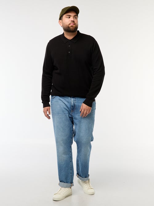 Polo van fantasietricot met lange mouwen - Kiabi