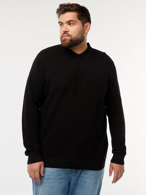 Polo van fantasietricot met lange mouwen - Kiabi