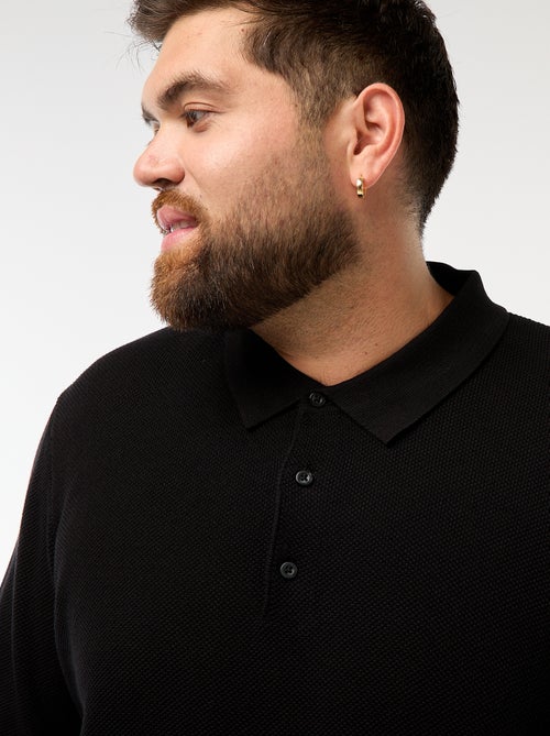 Polo van fantasietricot met lange mouwen - Kiabi