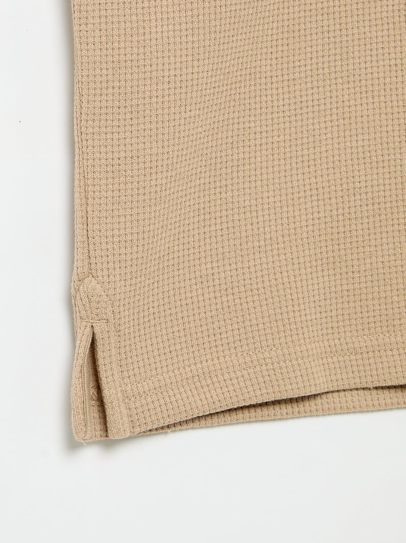 Polo van gewafelde stof Beige - Kiabi
