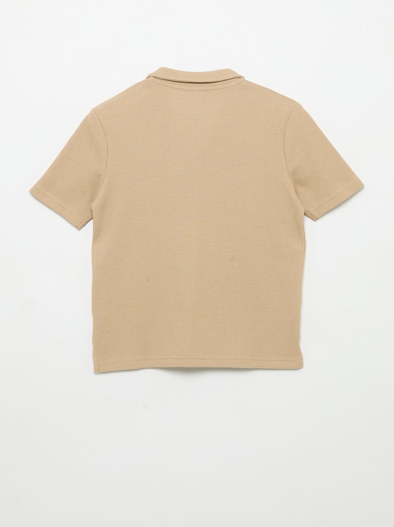 Polo van gewafelde stof Beige - Kiabi