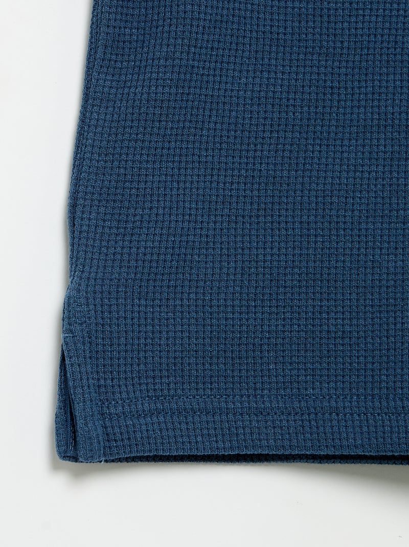 Polo van gewafelde stof Blauw - Kiabi