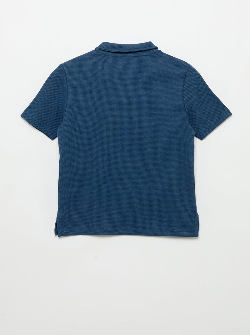 Polo van gewafelde stof Blauw - Kiabi