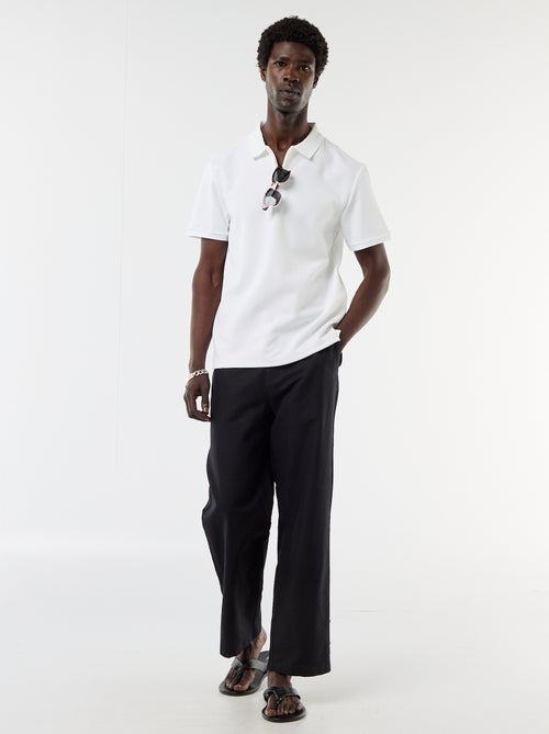 Polo van gewafelde stof met ritskraag - Kiabi