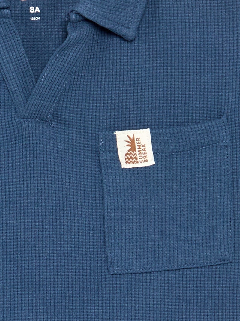 Polo van gewafelde stof Wit - Kiabi