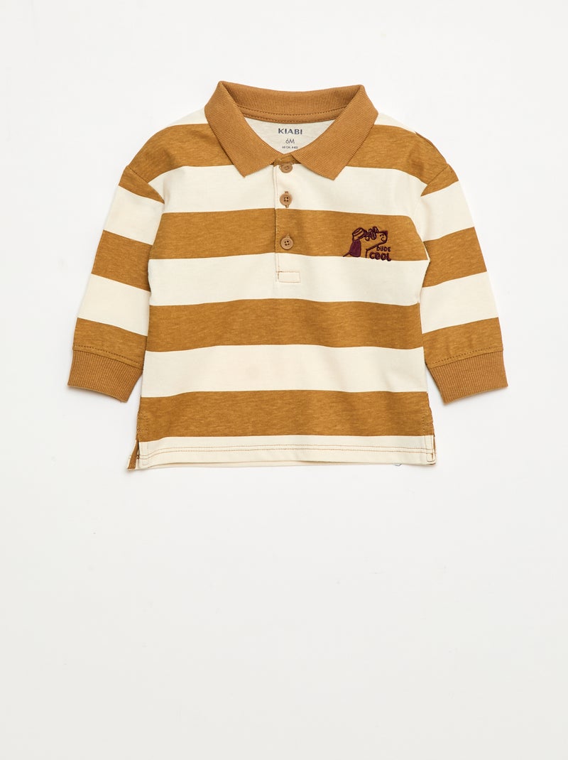 Polo van jersey met lange mouw Wit - Kiabi
