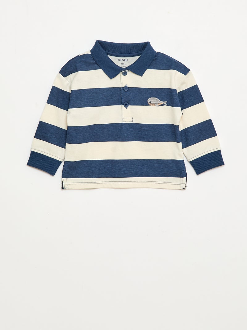 Polo van jersey met lange mouw Wit - Kiabi