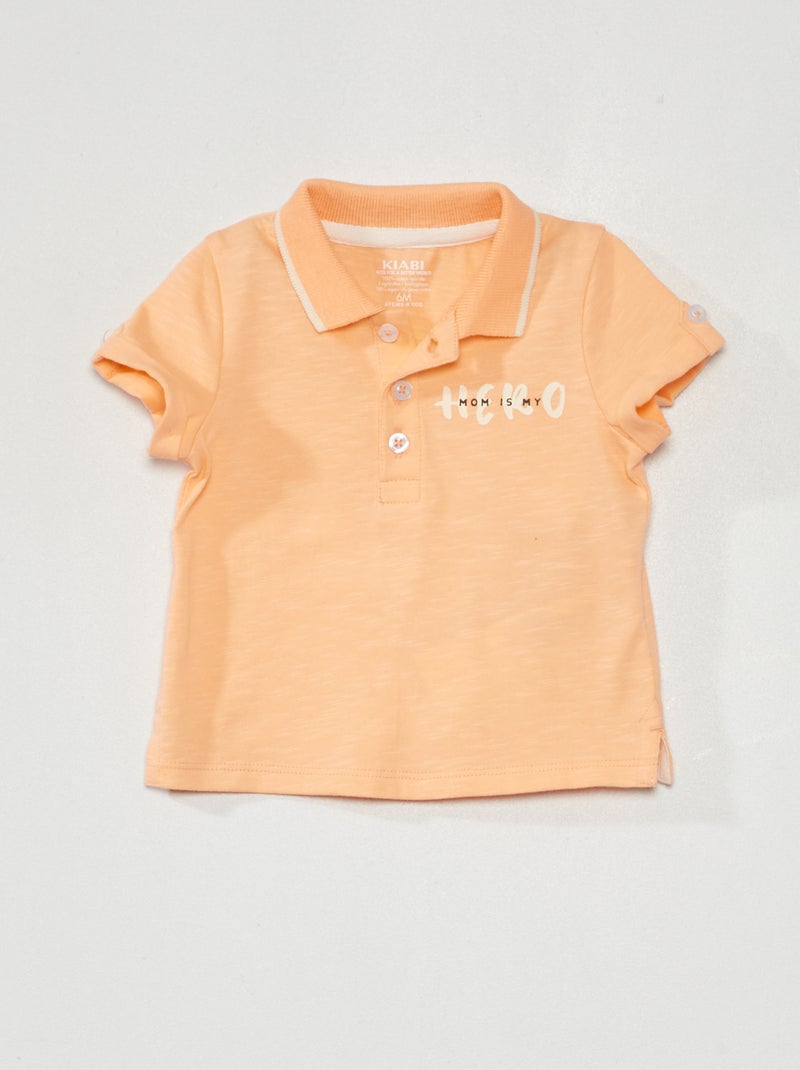 Polo van jersey ORANJE - Kiabi