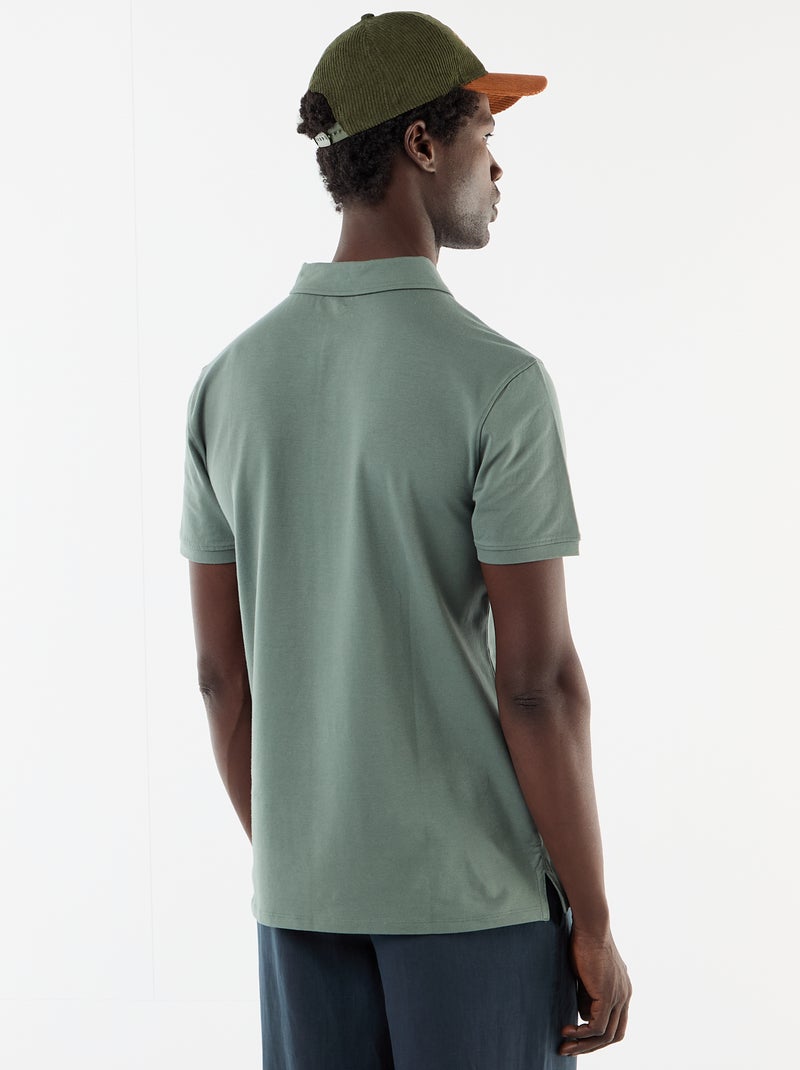Polo van jerseytricot met knoopsluiting Groen - Kiabi