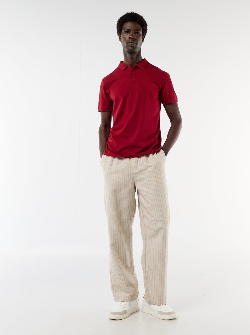 Polo van jerseytricot met knoopsluiting Rood - Kiabi