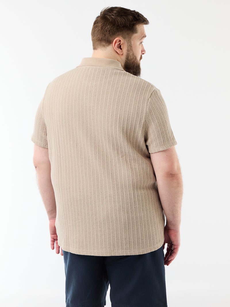 Polo van jerseytricot met korte mouwen Biege - Kiabi