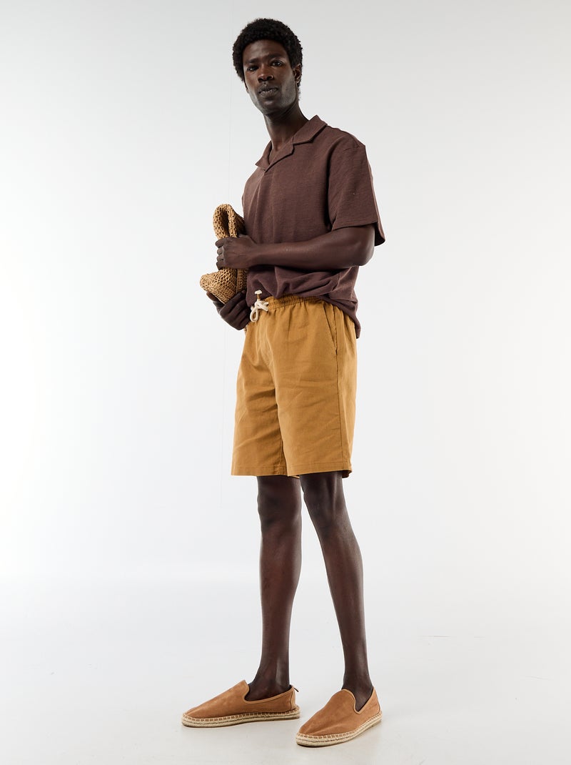 Polo van jerseytricot met korte mouwen Bruin - Kiabi