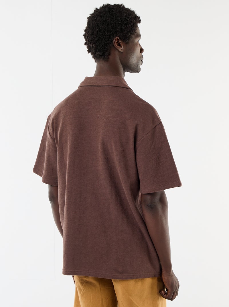 Polo van jerseytricot met korte mouwen Bruin - Kiabi