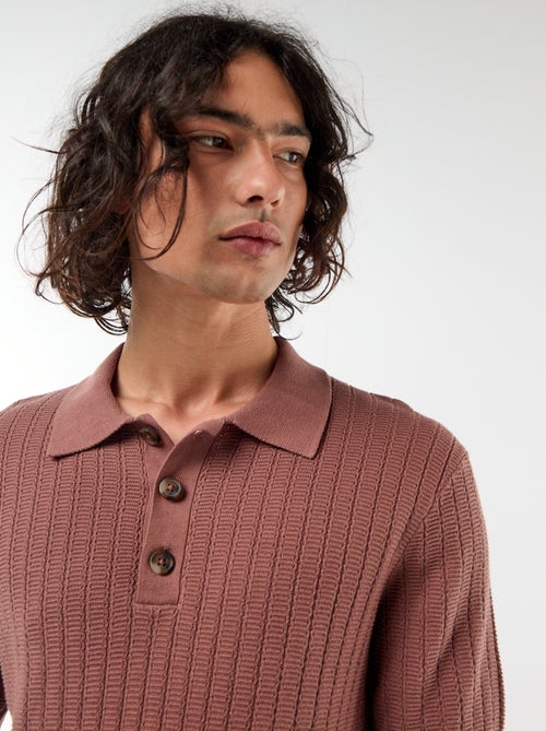 Polo van jerseytricot met tricot-effect - Kiabi