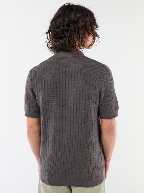 Polo van jerseytricot met tricot-effect - Kiabi
