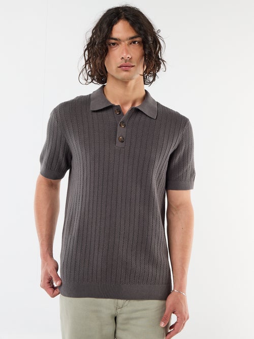 Polo van jerseytricot met tricot-effect - Kiabi
