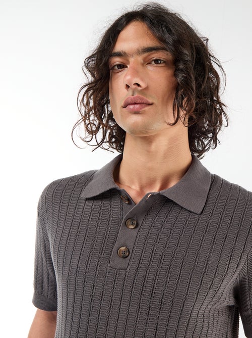 Polo van jerseytricot met tricot-effect - Kiabi