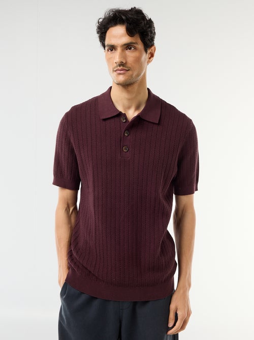 Polo van jerseytricot met tricot-effect - Kiabi