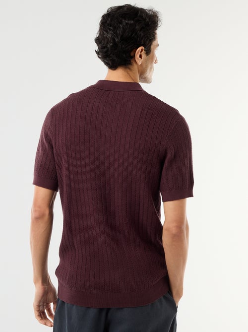 Polo van jerseytricot met tricot-effect - Kiabi