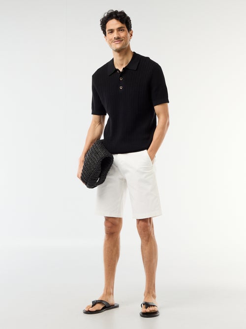 Polo van jerseytricot met tricot-effect - Kiabi