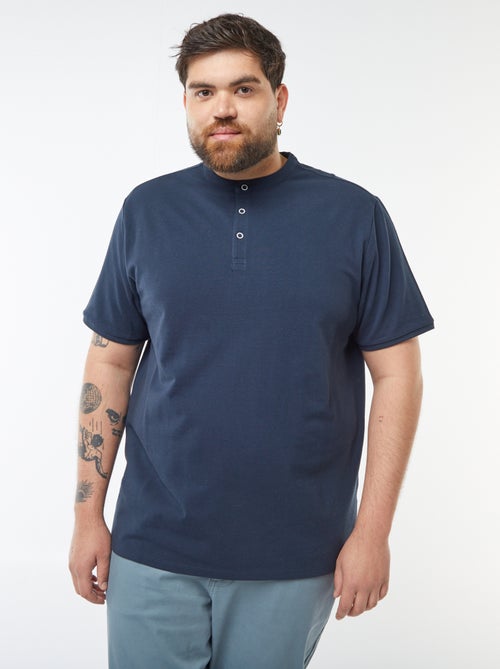 Polo van katoenpiqué met henleykraag - Kiabi