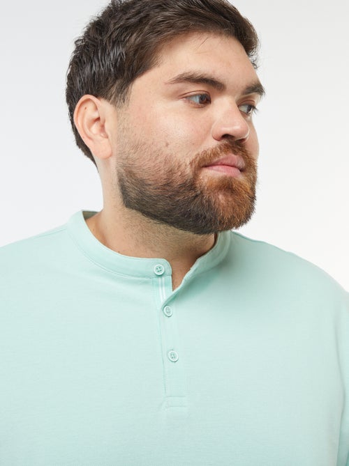 Polo van katoenpiqué met henleykraag - Kiabi