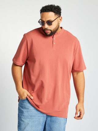 Polo van katoenpiqué met henleykraag