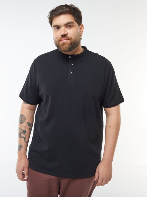 Polo van katoenpiqué met henleykraag - Kiabi
