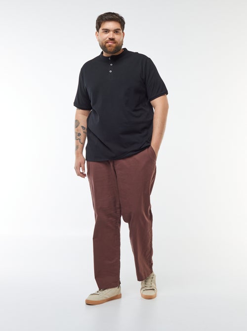 Polo van katoenpiqué met henleykraag - Kiabi