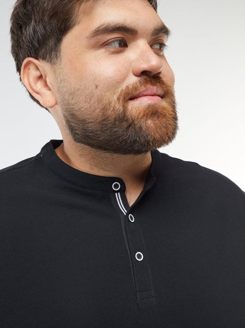 Polo van katoenpiqué met henleykraag - Kiabi