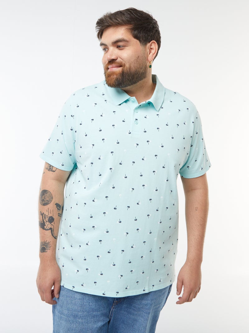 Polo van katoenpiqué met korte mouw Blauw - Kiabi