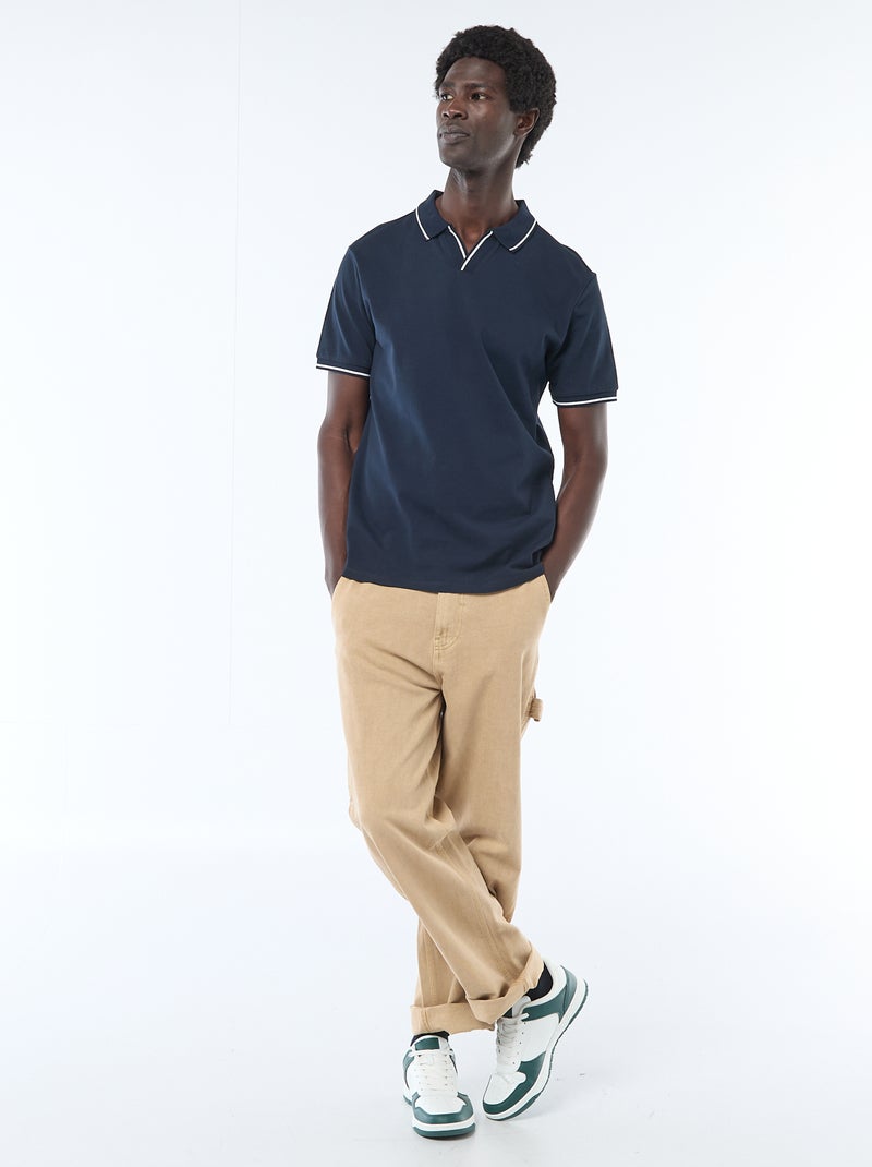 Polo van katoenpiqué met korte mouwen Blauw - Kiabi