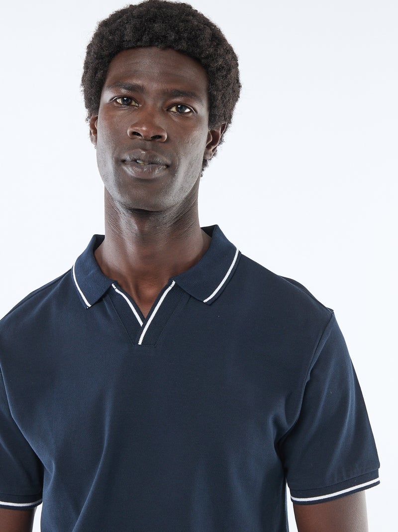 Polo van katoenpiqué met korte mouwen Blauw - Kiabi